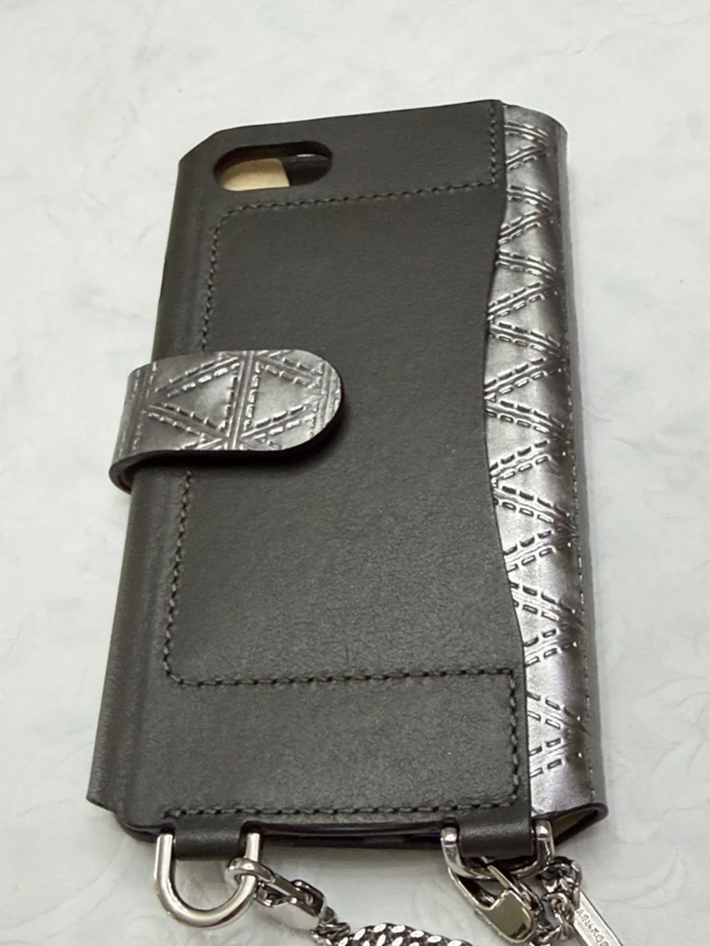Michael Kors Metallic Gunmetal Quilted Crossbody cellphone case